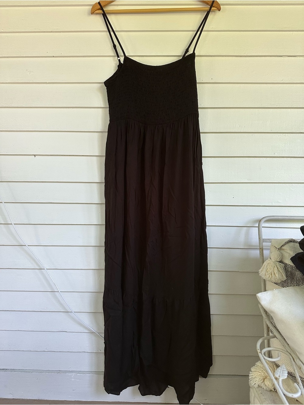 GAO Maternity Black Smocked Bodice Maxi Dress - Women